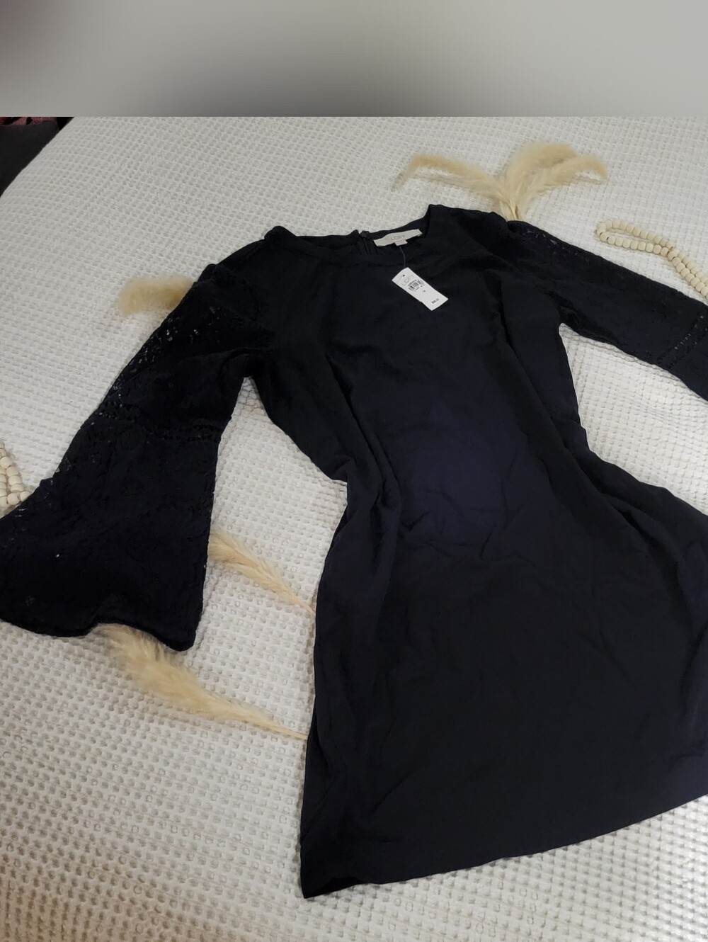 LOFT NWT Sz. 14 Women’s Navy blue Lace-Sleeve Shift Dress Bell Sleeve Loose Fit